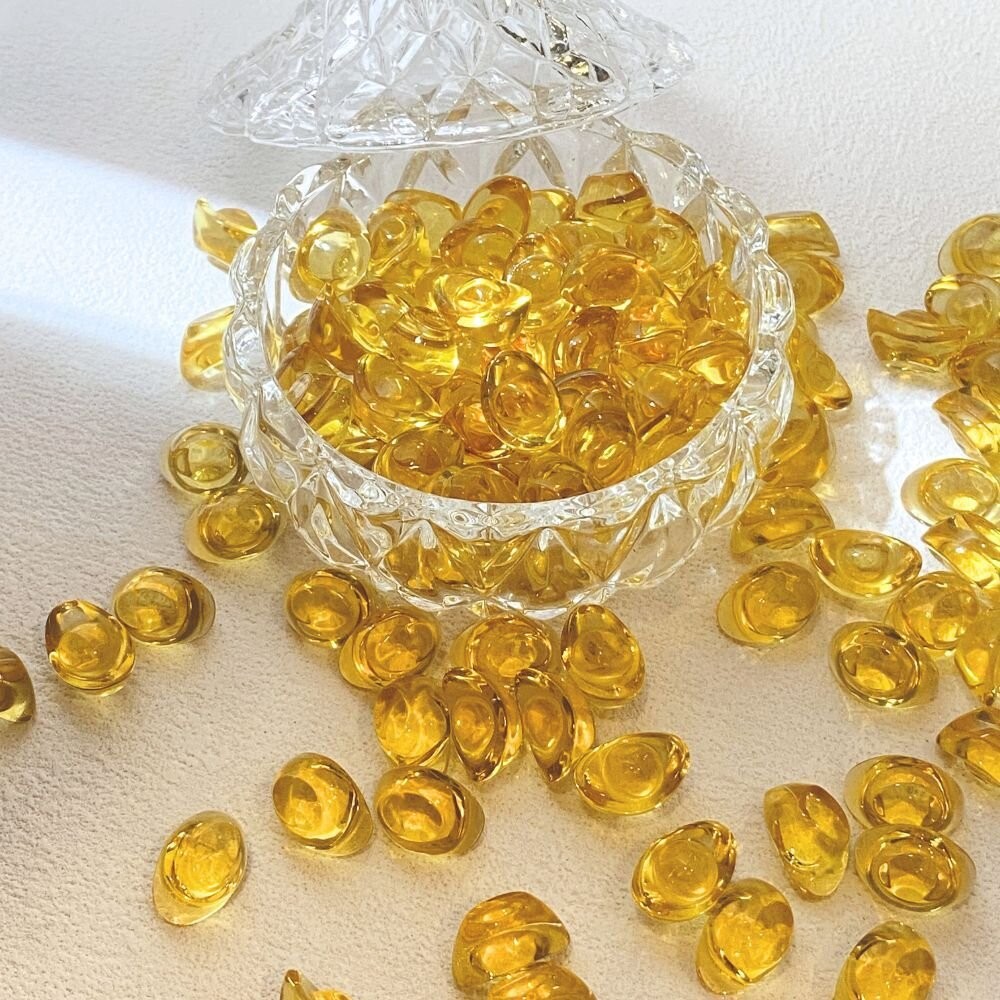 金元寶 琉璃金元寶 小元寶 新年 招財 過年裝飾 玻璃元寶 聚寶盆 風水-細節圖7