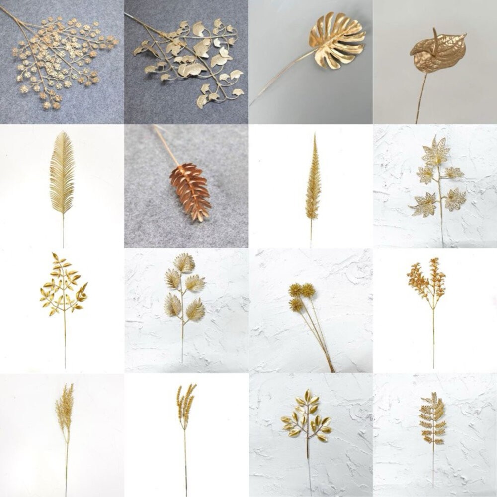 【森林海】過年裝飾 年宵花 新年佈置 新年裝飾品 過年 高級金色葉子 噴金葉子 仿真花 仿真葉 拍照道具 拍照背景-細節圖3