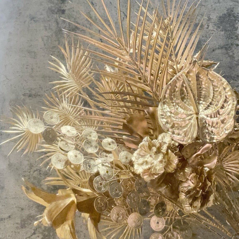 【森林海】過年裝飾 新年裝飾品 過年 新年佈置 裝飾 金色葉子 噴金葉子 仿真花 仿真葉 拍照道具 拍照背景-細節圖7