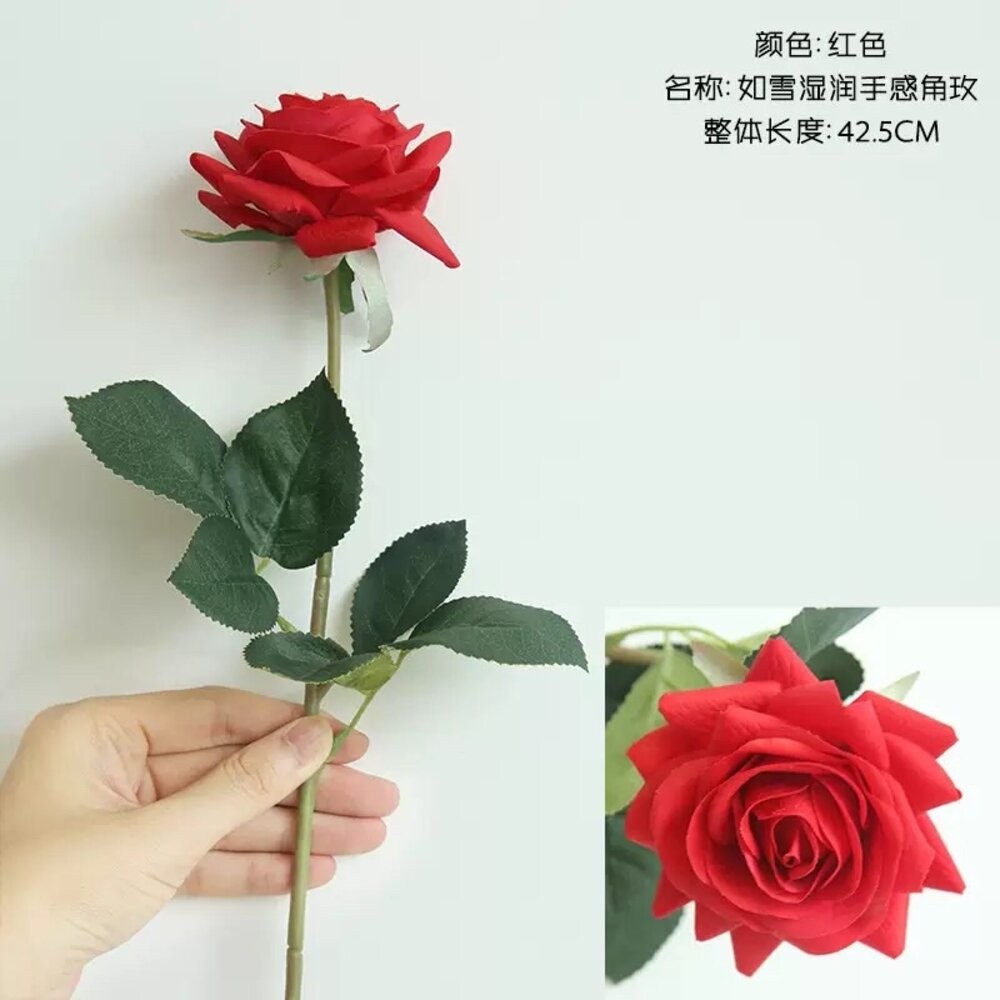 仿真花 假花 仿真玫瑰 手感濕潤玫瑰花 玫瑰花 拍照道具 拍照背景【GXS拍照道具】-規格圖9