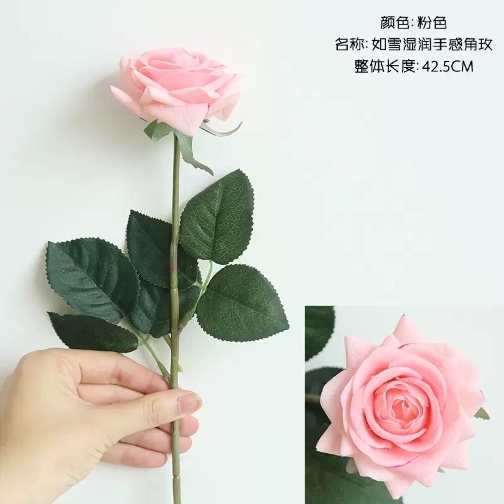 仿真花 假花 仿真玫瑰 手感濕潤玫瑰花 玫瑰花 拍照道具 拍照背景【GXS拍照道具】-規格圖9