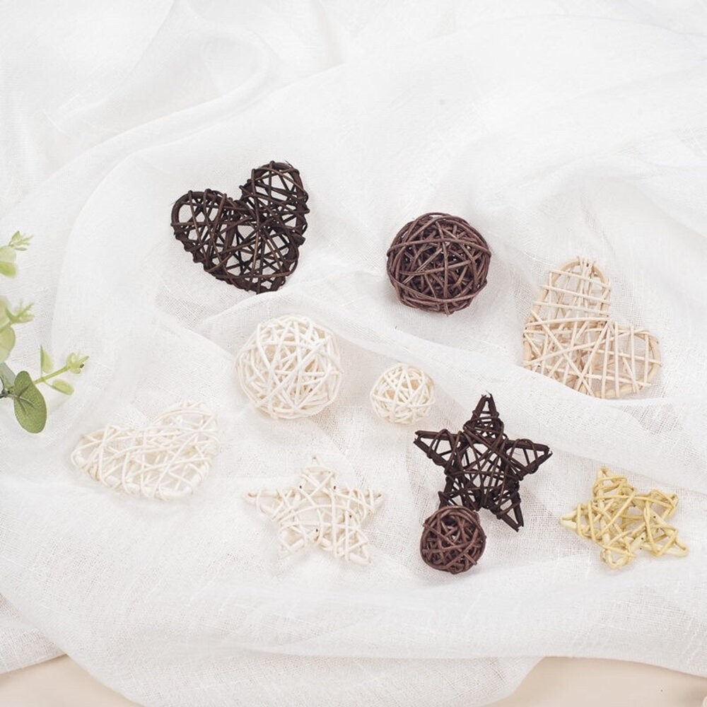 編織藤球10入 聖誕裝飾 聖誕節 愛心藤球 星星藤球 聖誕樹裝飾 拍攝道具 拍照道具 拍照背景【GXS拍照道具】-細節圖4