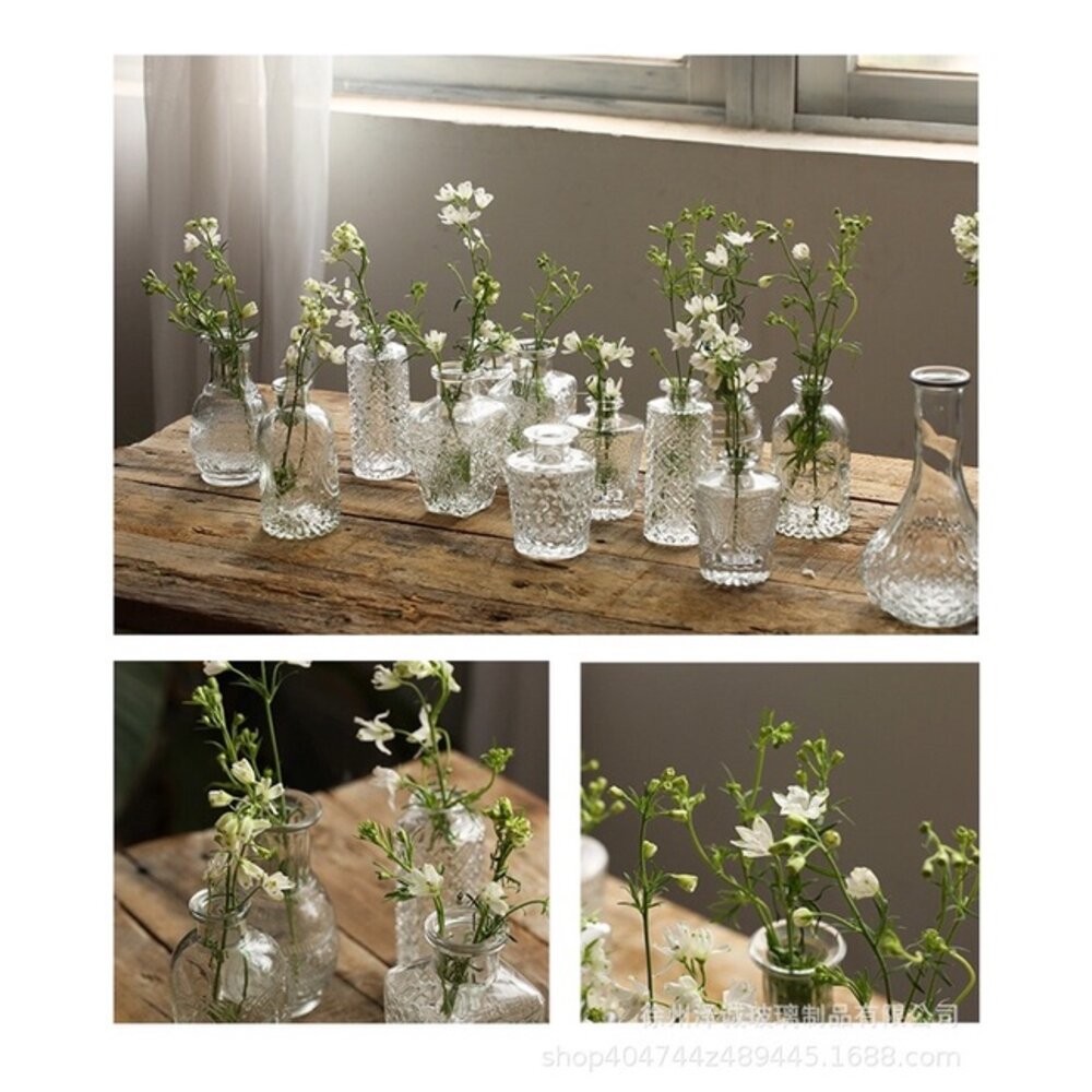 花瓶 玻璃花瓶 雕花玻璃花瓶  擴香瓶 復古花瓶 浮雕花瓶 拍照道具 拍照背景【GXS拍照道具】-細節圖5