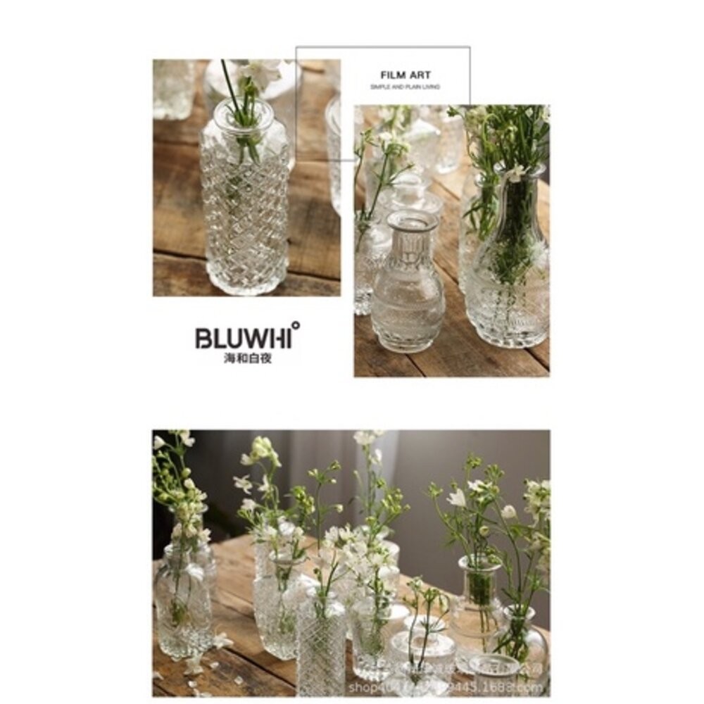 花瓶 玻璃花瓶 雕花玻璃花瓶  擴香瓶 復古花瓶 浮雕花瓶 拍照道具 拍照背景【GXS拍照道具】-細節圖6