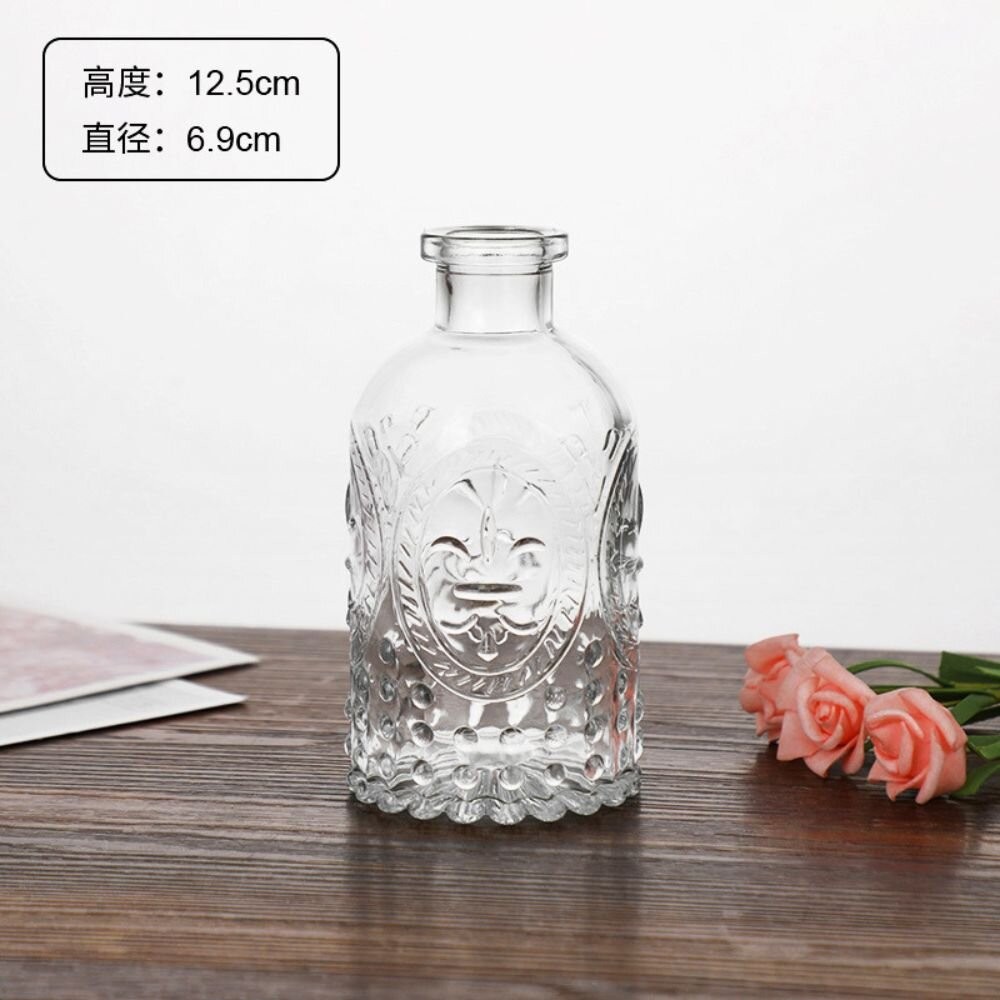 花瓶 玻璃花瓶 雕花玻璃花瓶  擴香瓶 復古花瓶 浮雕花瓶 拍照道具 拍照背景【GXS拍照道具】-規格圖6