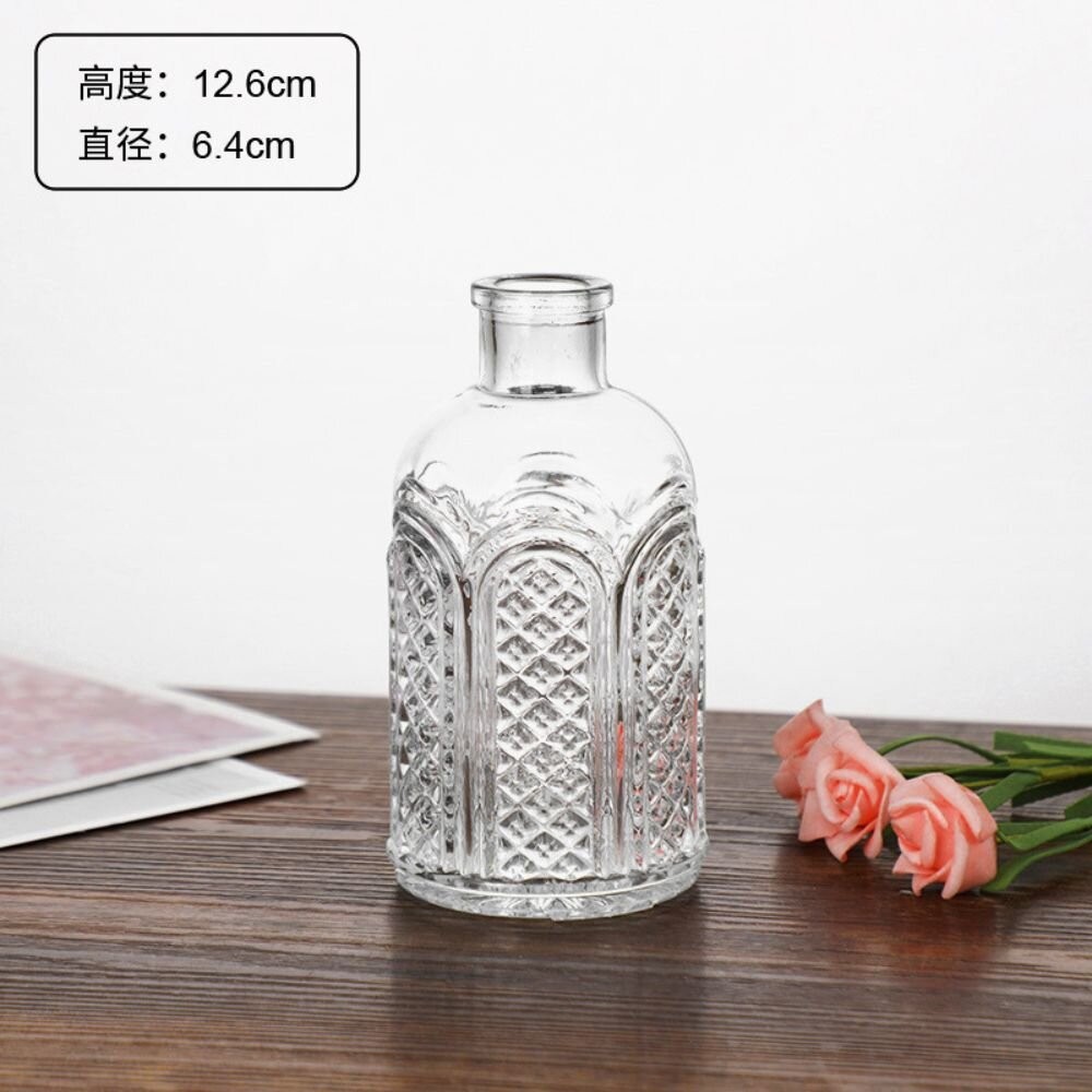 花瓶 玻璃花瓶 雕花玻璃花瓶  擴香瓶 復古花瓶 浮雕花瓶 拍照道具 拍照背景【GXS拍照道具】-規格圖6