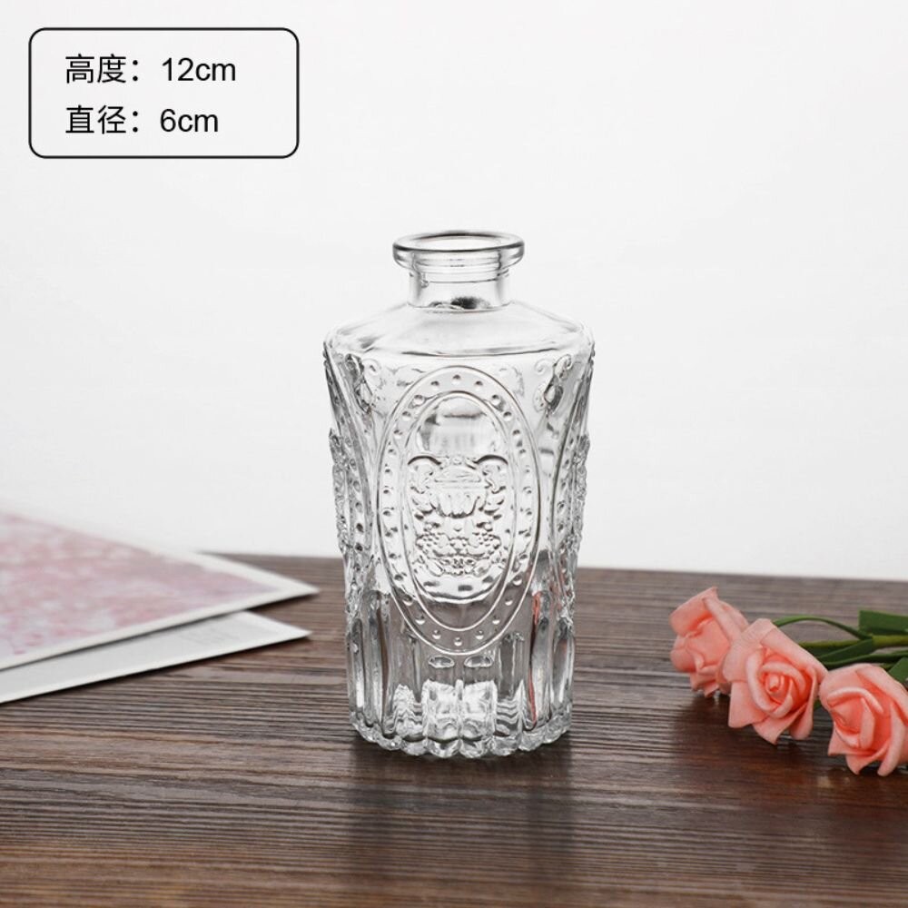 花瓶 玻璃花瓶 雕花玻璃花瓶  擴香瓶 復古花瓶 浮雕花瓶 拍照道具 拍照背景【GXS拍照道具】-規格圖6
