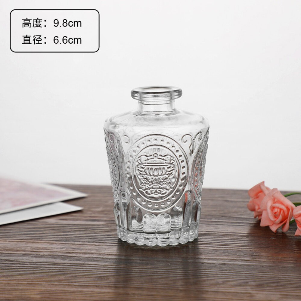 花瓶 玻璃花瓶 雕花玻璃花瓶  擴香瓶 復古花瓶 浮雕花瓶 拍照道具 拍照背景【GXS拍照道具】-規格圖6