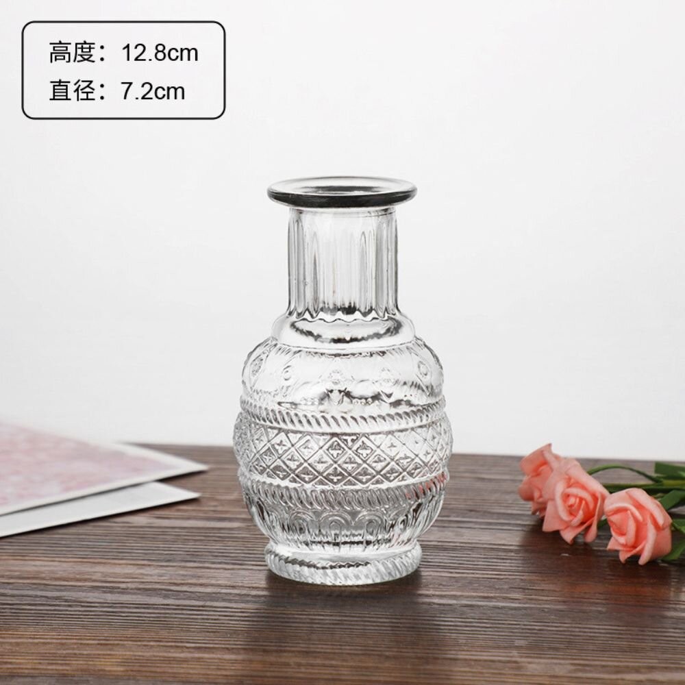 花瓶 玻璃花瓶 雕花玻璃花瓶  擴香瓶 復古花瓶 浮雕花瓶 拍照道具 拍照背景【GXS拍照道具】-規格圖6