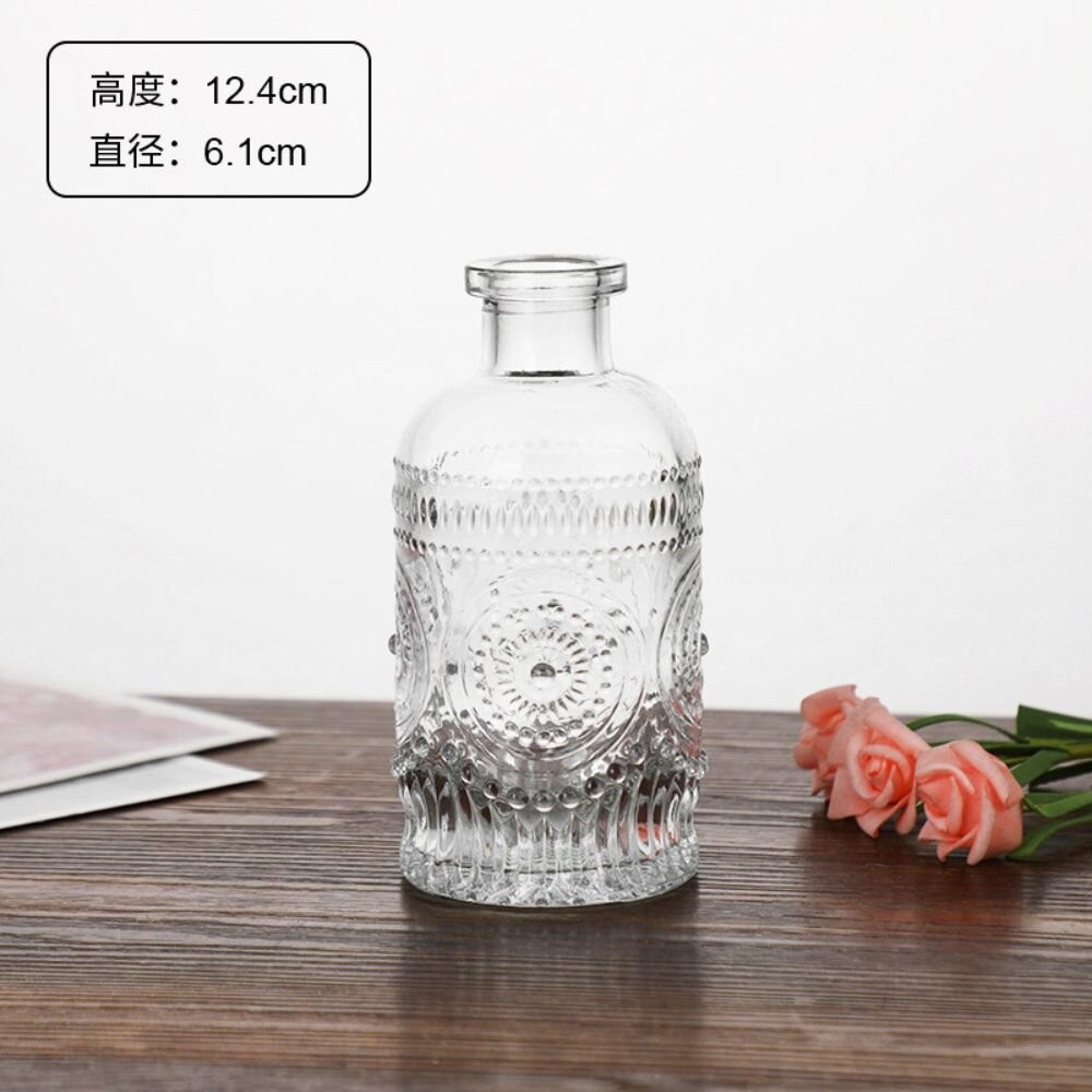 花瓶 玻璃花瓶 雕花玻璃花瓶  擴香瓶 復古花瓶 浮雕花瓶 拍照道具 拍照背景【GXS拍照道具】-規格圖6