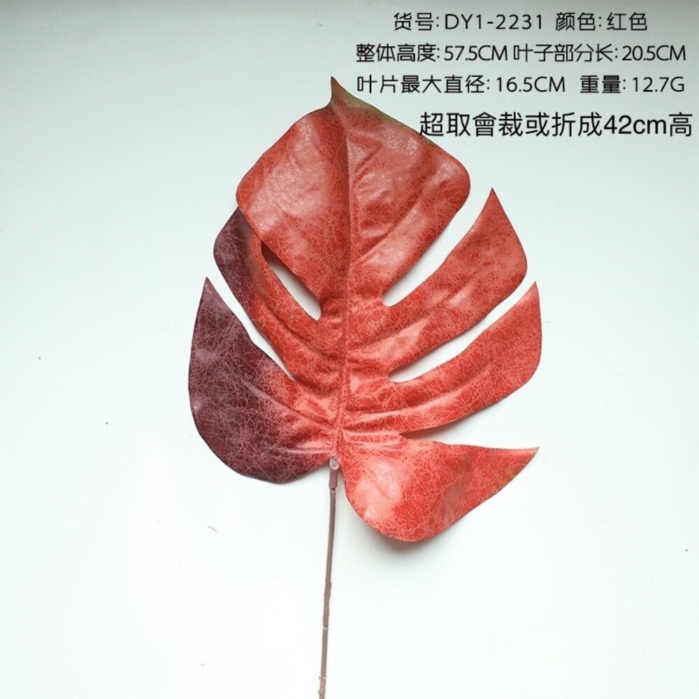 龜背葉 復古龜背葉 仿真龜背葉 復古秋色樹葉 仿真葉子 仿真植物 拍照道具 拍照背景【GXS拍照道具】-規格圖7