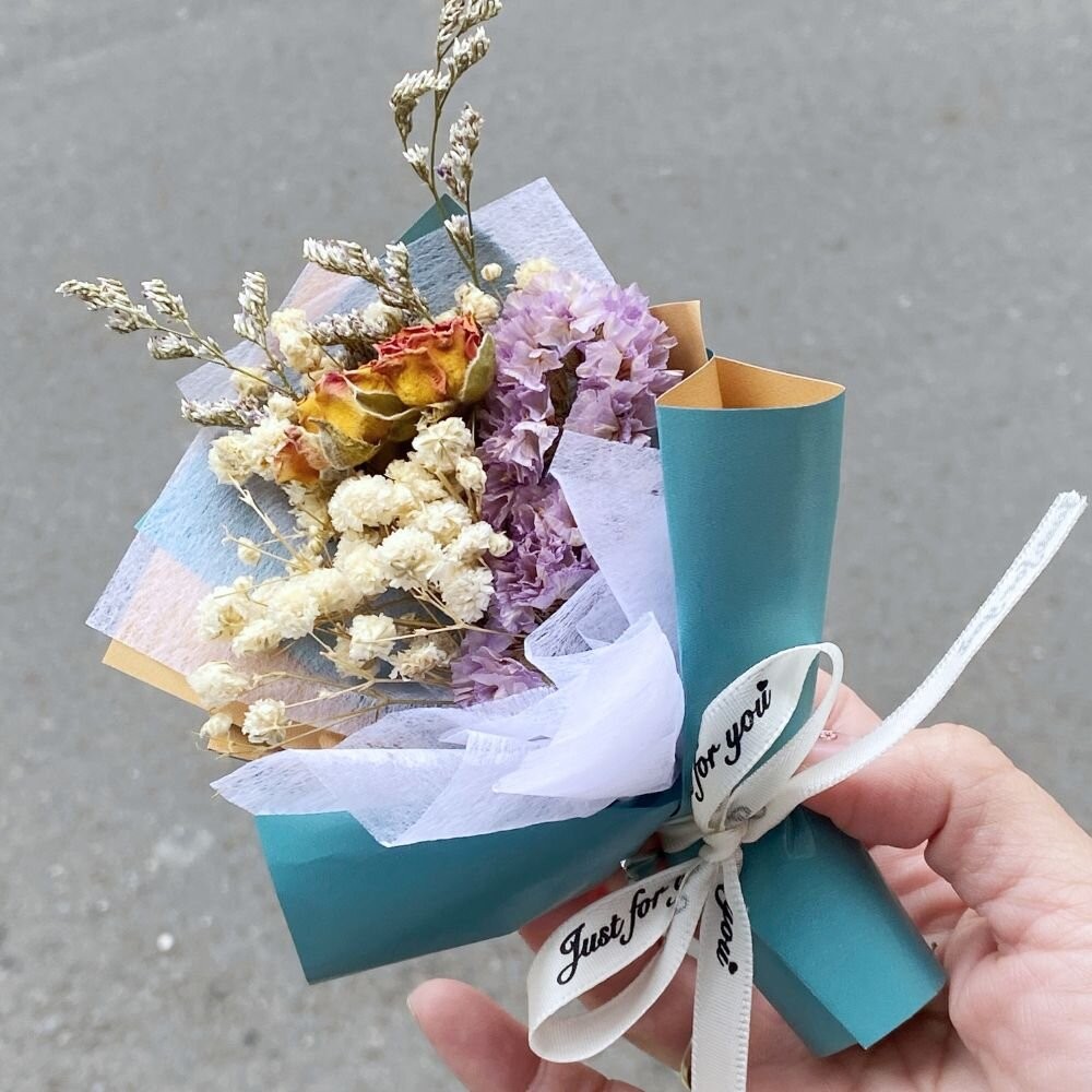 【森林海】（附提袋）迷你花束 教師節 婚禮小物 畢業花束 情人節花束 永生花 情人節 拍照道具 生日禮物 聖誕禮物 花束-規格圖8