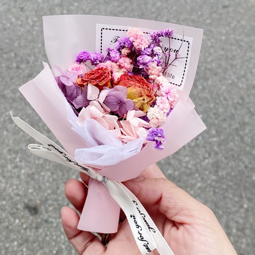 【森林海】（附提袋）迷你花束 教師節 婚禮小物 畢業花束 情人節花束 永生花 情人節 拍照道具 生日禮物 聖誕禮物 花束-規格圖8