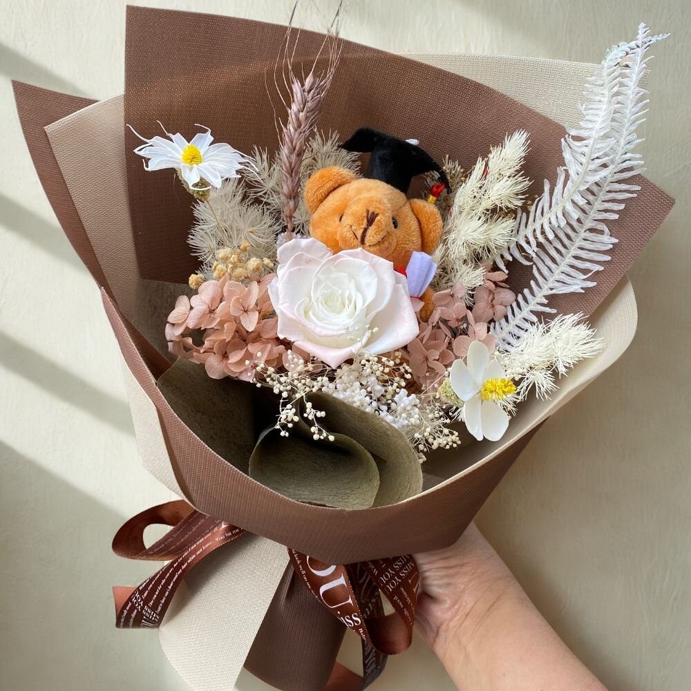 巧克力奶茶永生花束