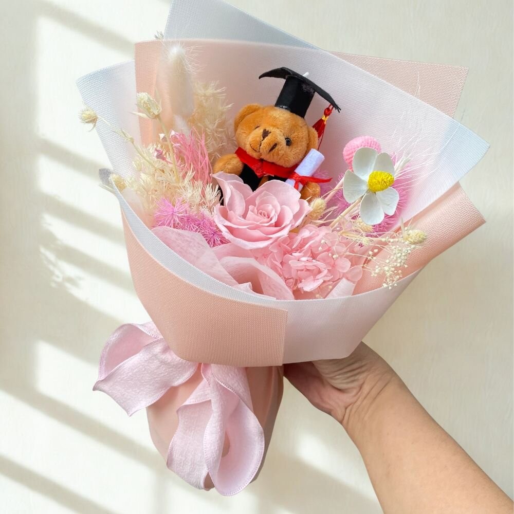 (贈櫥窗提袋)畢業花束 香皂花束 乾燥花 永生花 畢業禮物 花束 生日花束 生日禮物 教師節禮-規格圖9