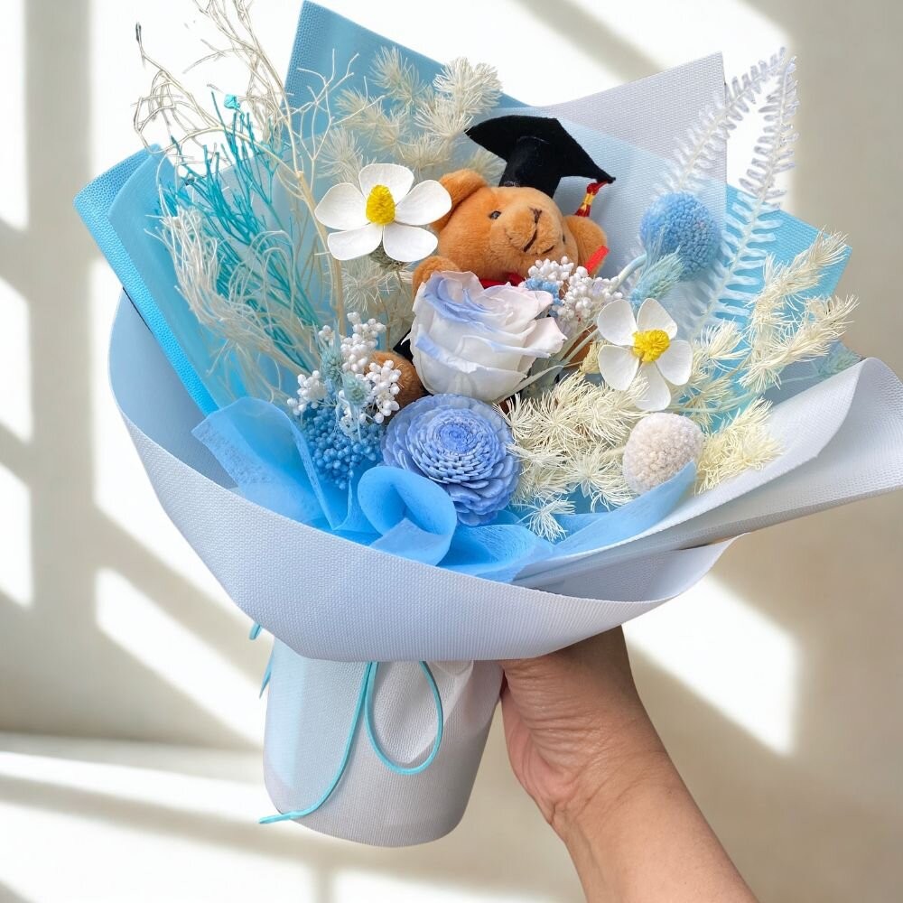 (贈櫥窗提袋)畢業花束 香皂花束 乾燥花 永生花 畢業禮物 花束 生日花束 生日禮物 教師節禮-規格圖9