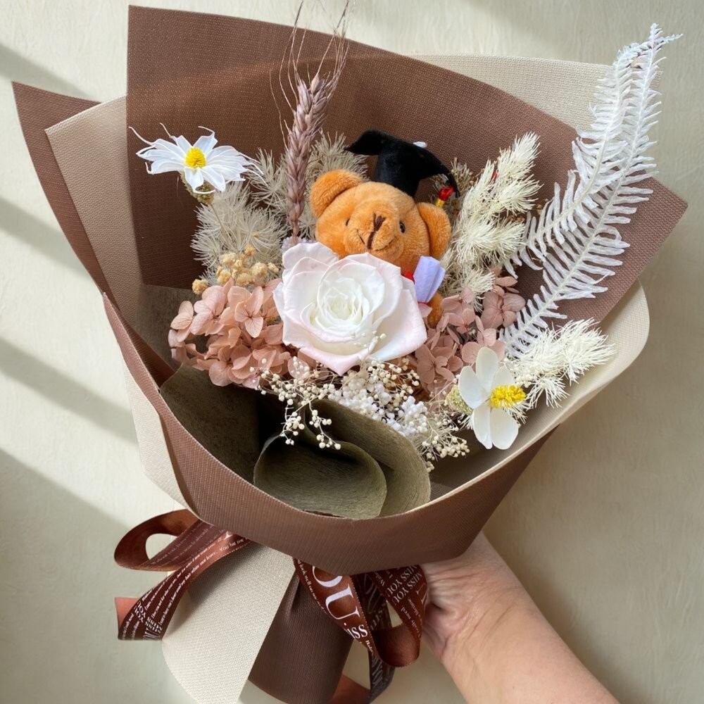 （附提袋）畢業花束 乾燥花束 向日葵 玫瑰花 教師節花束 滿天星 母親節花束 香皂花 永生花 乾燥花 康乃馨 禮物 情人-細節圖3