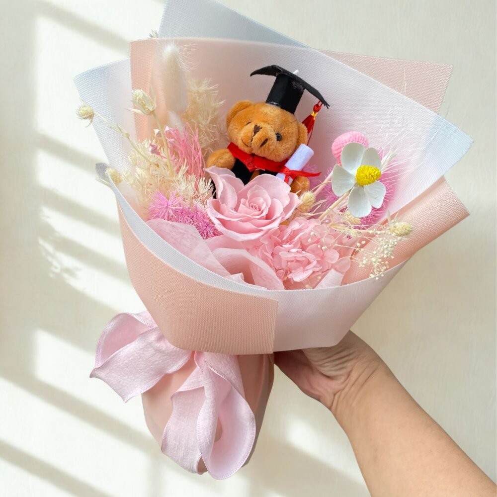 （附提袋）畢業花束 乾燥花束 向日葵 玫瑰花 教師節花束 滿天星 母親節花束 香皂花 永生花 乾燥花 康乃馨 禮物 情人-細節圖5