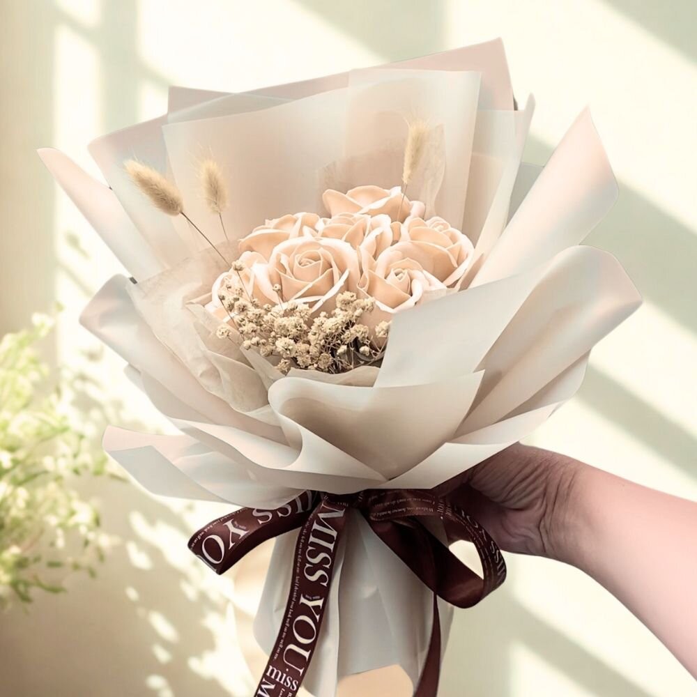 奶茶咖啡香皂玫瑰花束