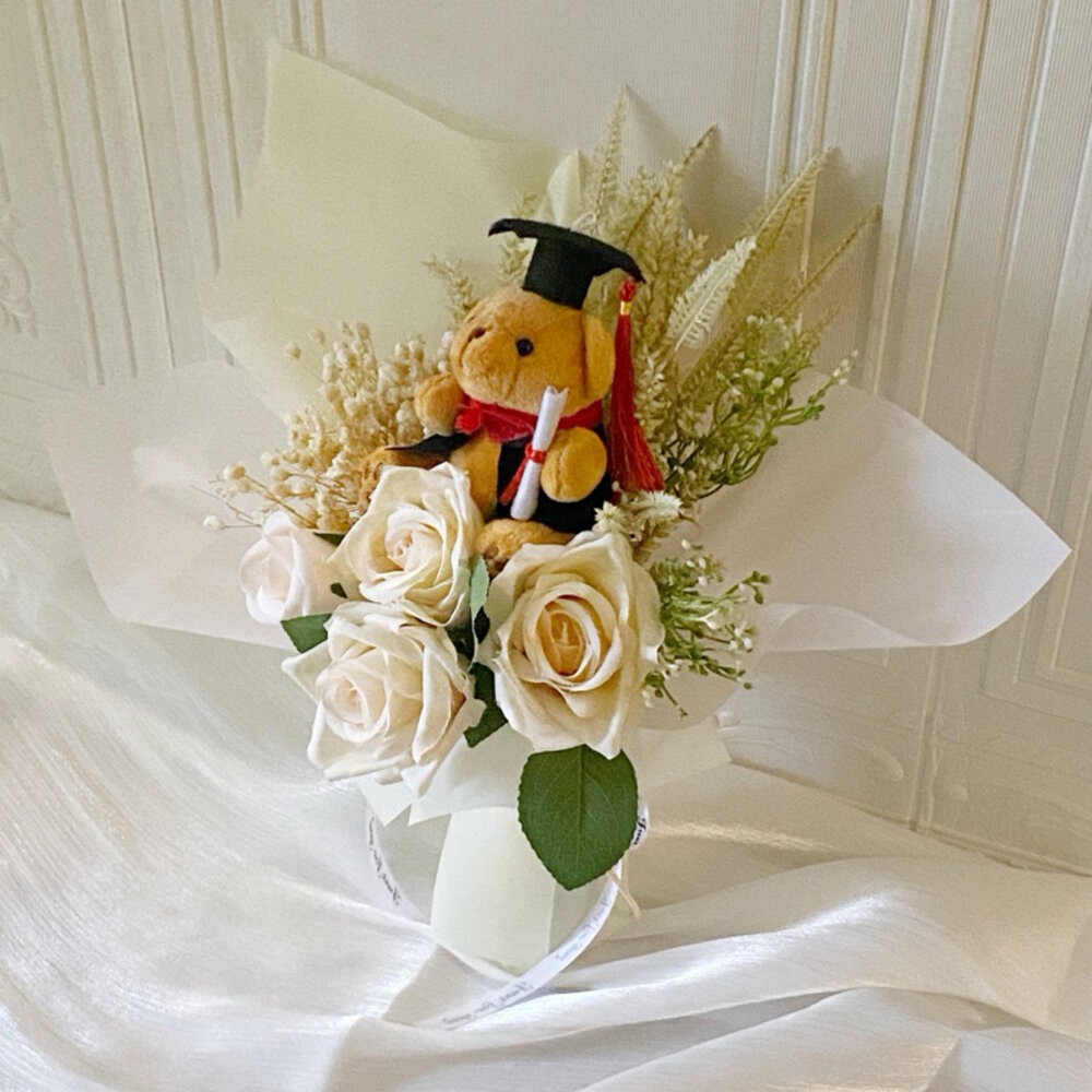 （附提袋）畢業花束 乾燥花束 向日葵 玫瑰花 教師節花束 滿天星 母親節花束 香皂花 永生花 乾燥花 康乃馨 禮物 情人-規格圖9