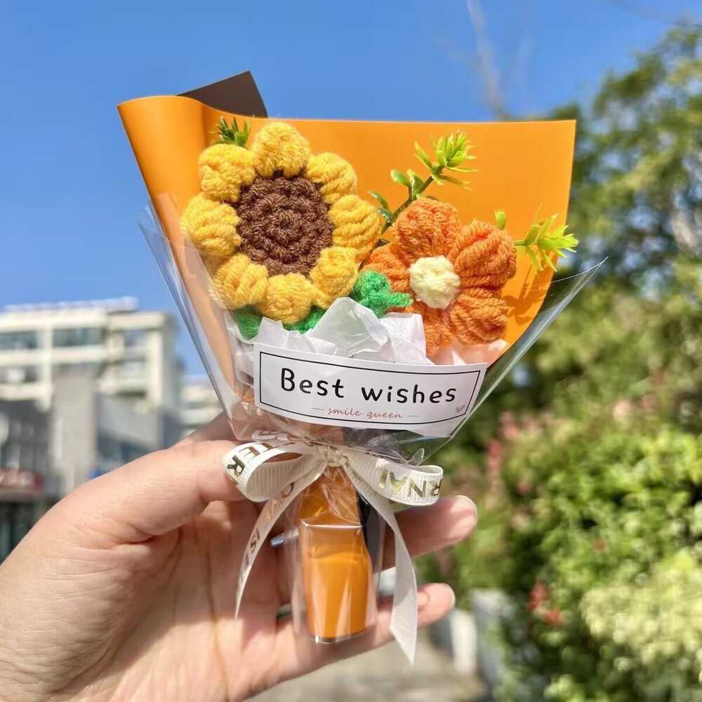(附提袋)聖誕節 毛線花束 針織小花束 編織花束 聖誕禮物  交換禮物 迷你花束 針織花  生日花束 婚禮小物 小花束-規格圖9