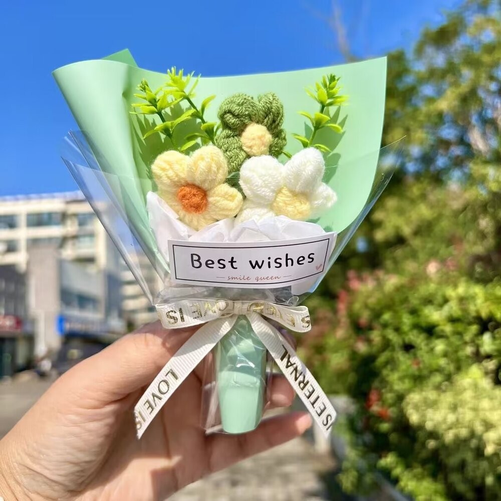 (附提袋)聖誕節 毛線花束 針織小花束 編織花束 聖誕禮物  交換禮物 迷你花束 針織花  生日花束 婚禮小物 小花束-規格圖9