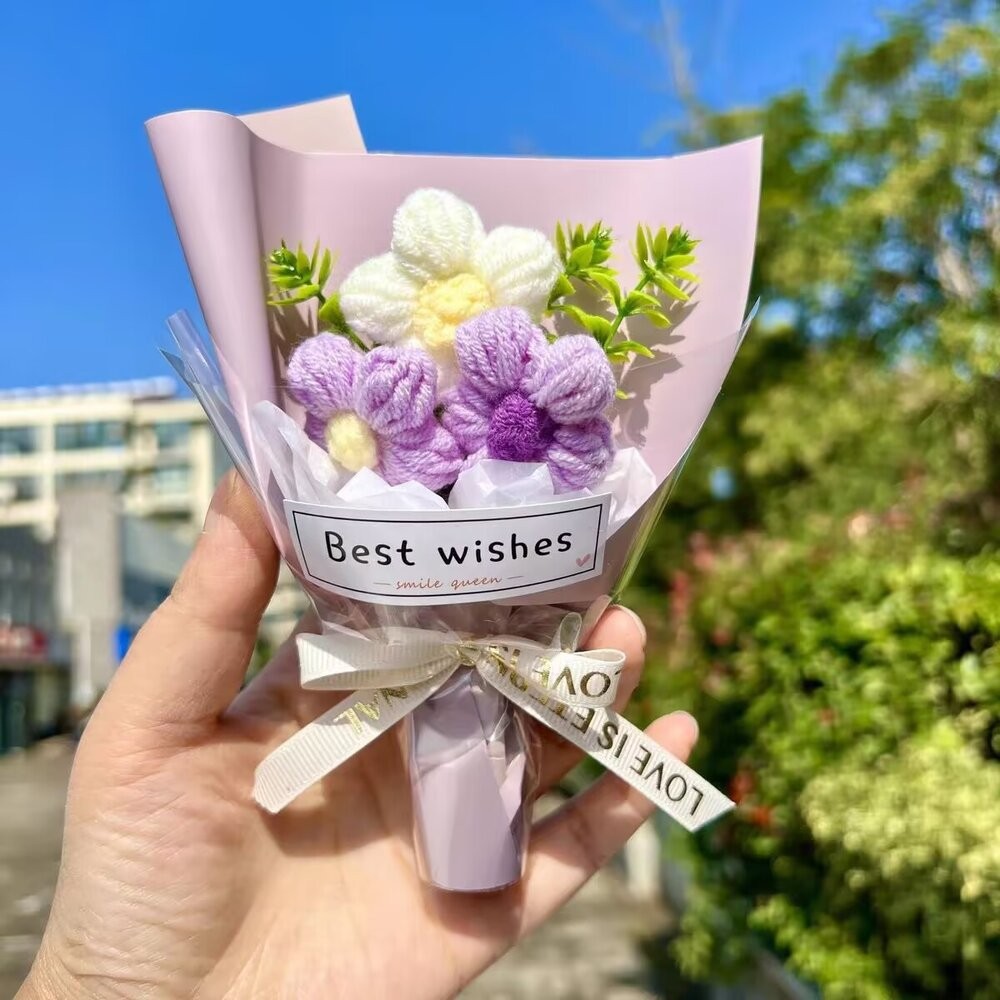 (附提袋)聖誕節 毛線花束 針織小花束 編織花束 聖誕禮物  交換禮物 迷你花束 針織花  生日花束 婚禮小物 小花束-規格圖9