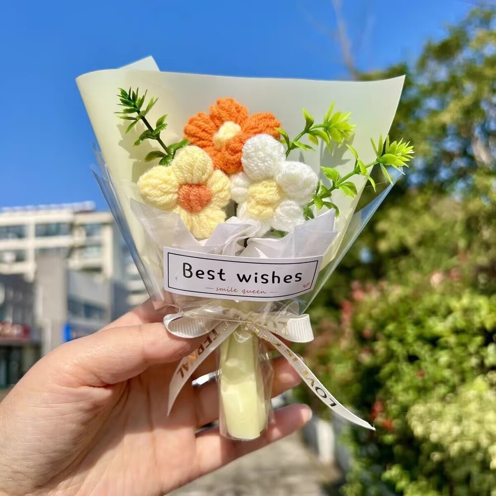 (附提袋)聖誕節 毛線花束 針織小花束 編織花束 聖誕禮物  交換禮物 迷你花束 針織花  生日花束 婚禮小物 小花束-規格圖9