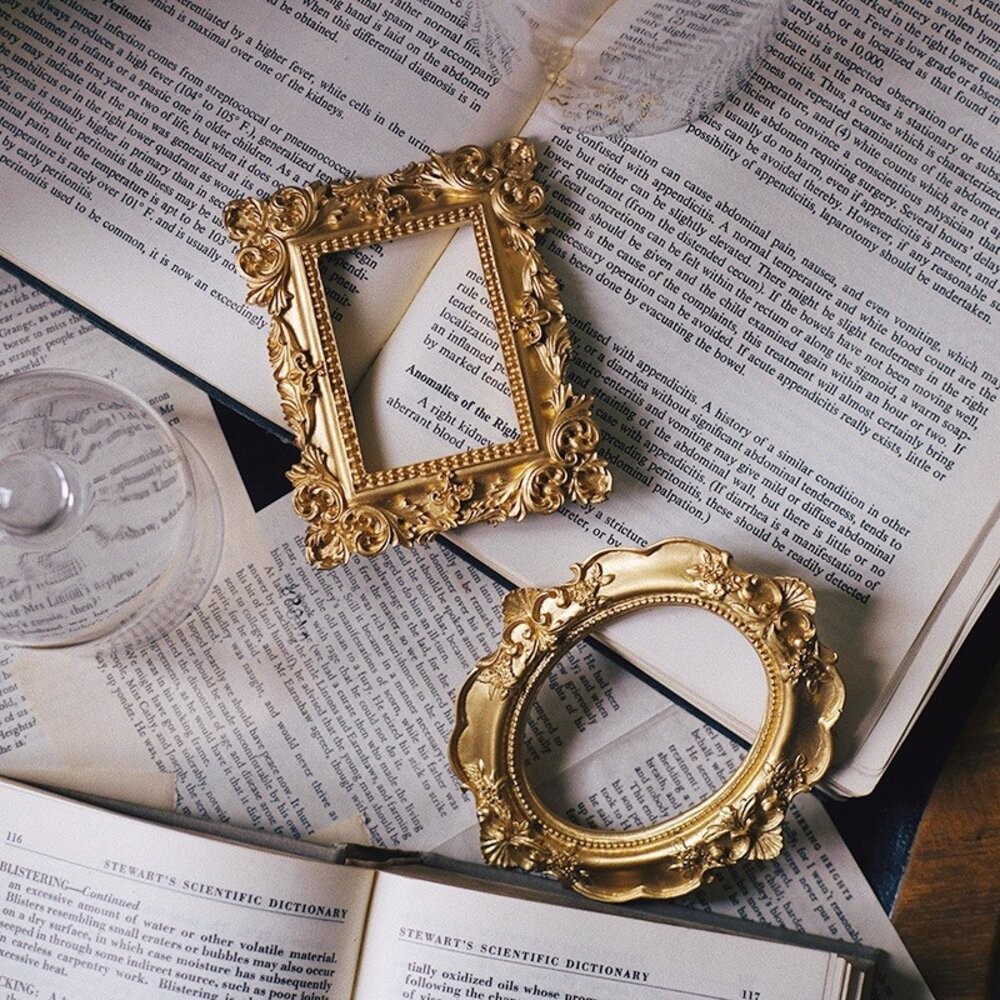 【森林海】飾品陳列 拍照道具 復古框 巴洛克 飾品盤 擺拍盤 首飾收納盒 復古迷你相框 谷美  拍照背景 拍照小物-細節圖2