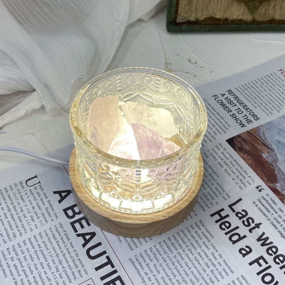 木燈座 水晶燈座 LED燈座 燈座 USB 七彩燈座 發光燈座 白光 暖光 黃光 漸變七彩-細節圖3