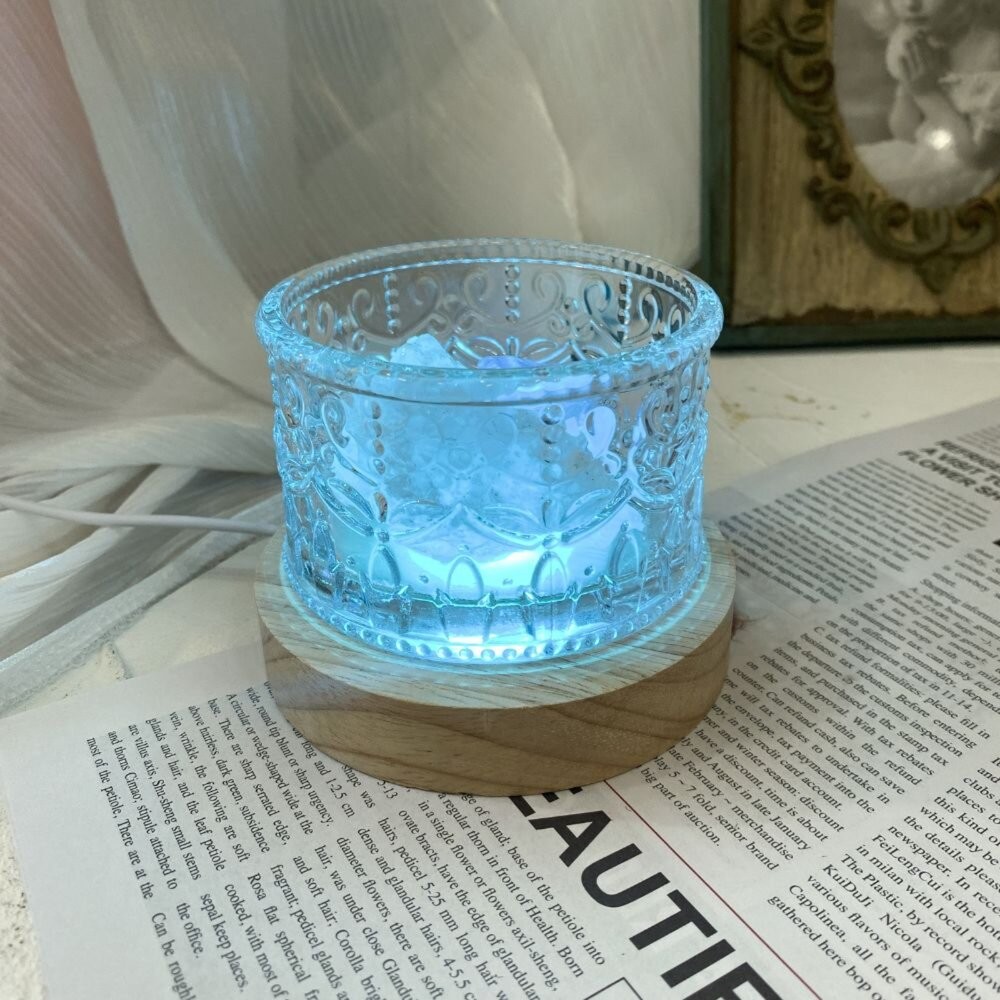 木燈座 水晶燈座 LED燈座 燈座 USB 七彩燈座 發光燈座 白光 暖光 黃光 漸變七彩-細節圖6