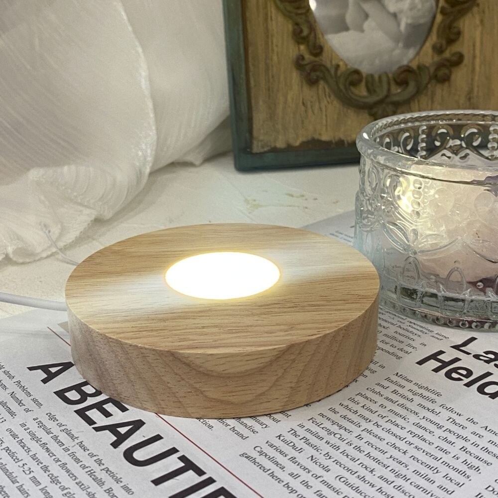 木燈座 水晶燈座 LED燈座 燈座 USB 七彩燈座 發光燈座 白光 暖光 黃光 漸變七彩-細節圖7