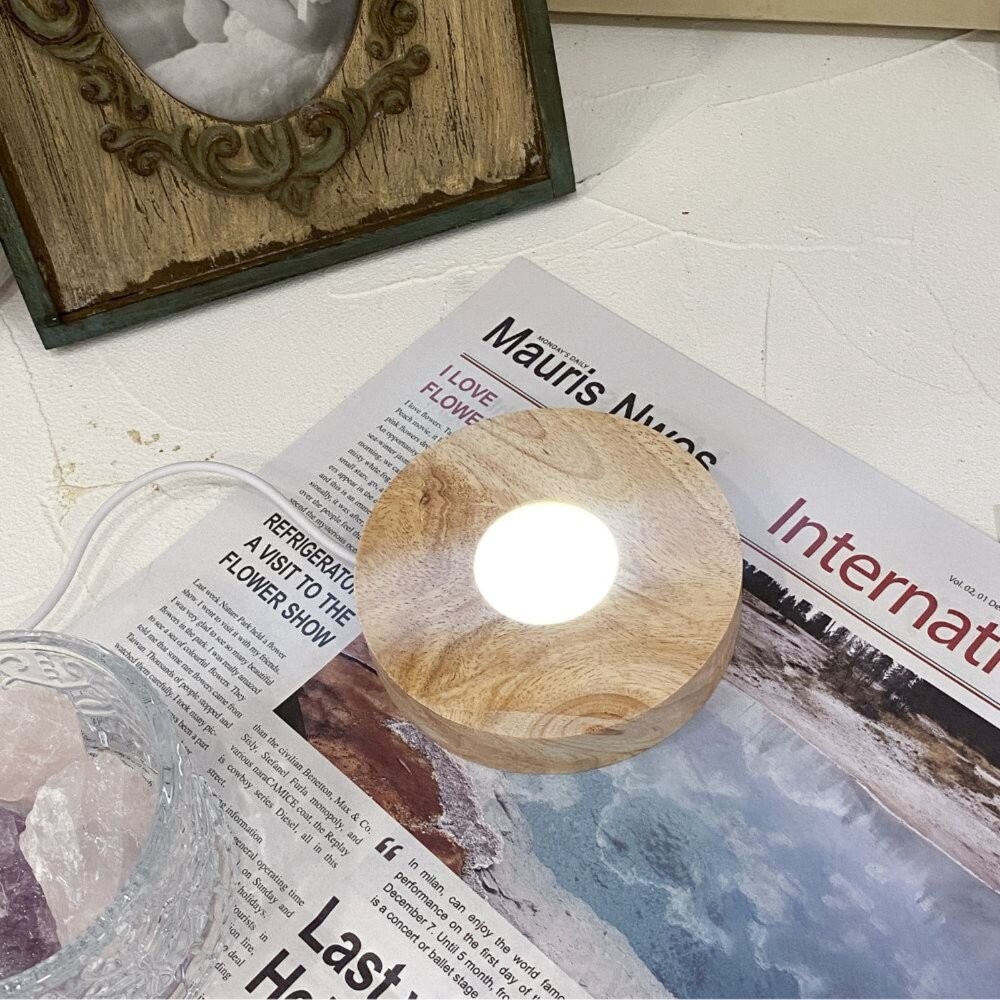 木燈座 水晶燈座 LED燈座 燈座 USB 七彩燈座 發光燈座 白光 暖光 黃光 漸變七彩-細節圖8