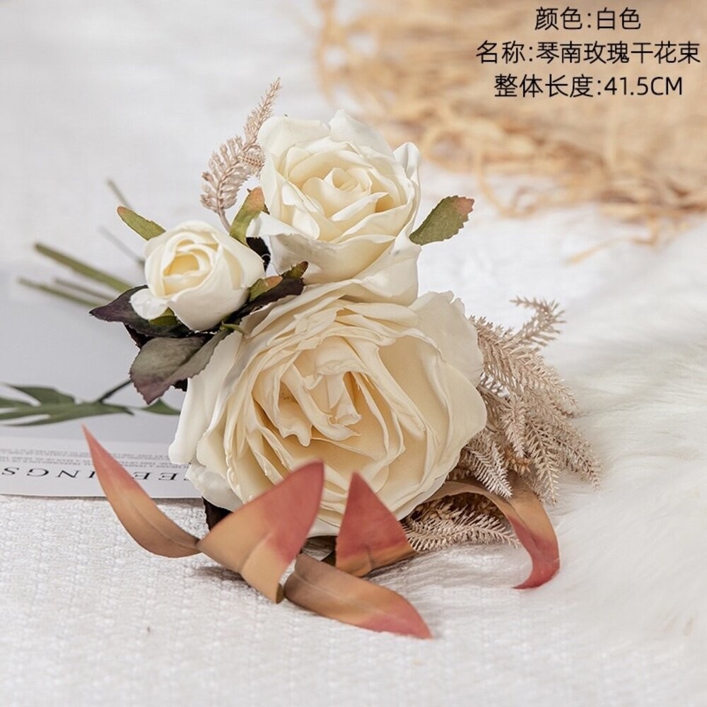 仿真花 玫瑰 琴南玫瑰花束 仿真玫瑰花束 玫瑰花束 芒草 小麥 麥穗 假花 拍照道具 拍照背景【GXS拍照道具】-規格圖8