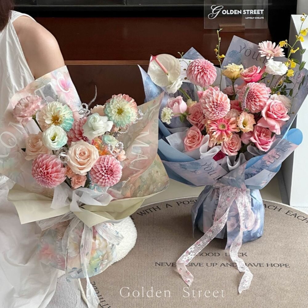 【森林海】(10張)花束包裝紙 包裝紙 油畫風包裝紙 高級感包花紙 花卉系列 風華紙 鮮花包裝材料 禮品包裝-細節圖4