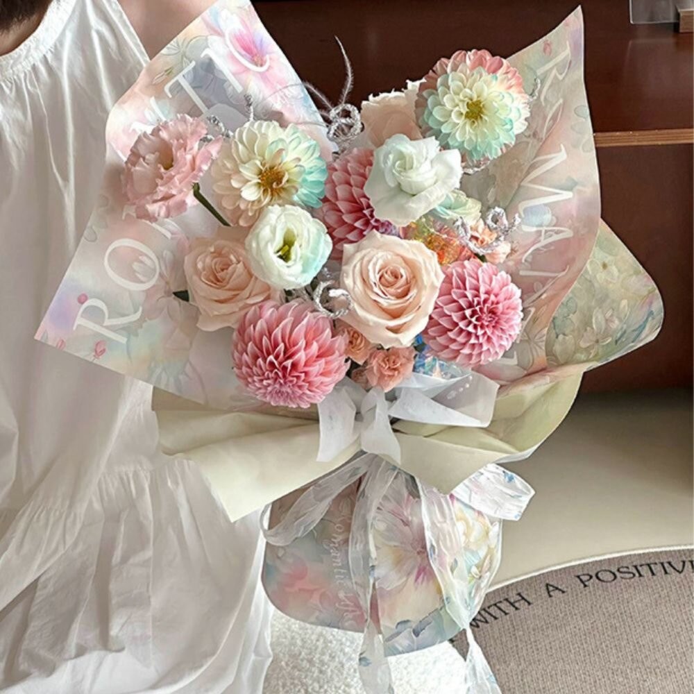 【森林海】(10張)花束包裝紙 包裝紙 油畫風包裝紙 高級感包花紙 花卉系列 風華紙 鮮花包裝材料 禮品包裝-細節圖5