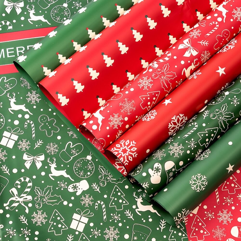 聖誕包裝紙 包裝紙 花店 花束內襯紙 蘋果禮品 防水加厚包裝紙 歐亞紙-細節圖3