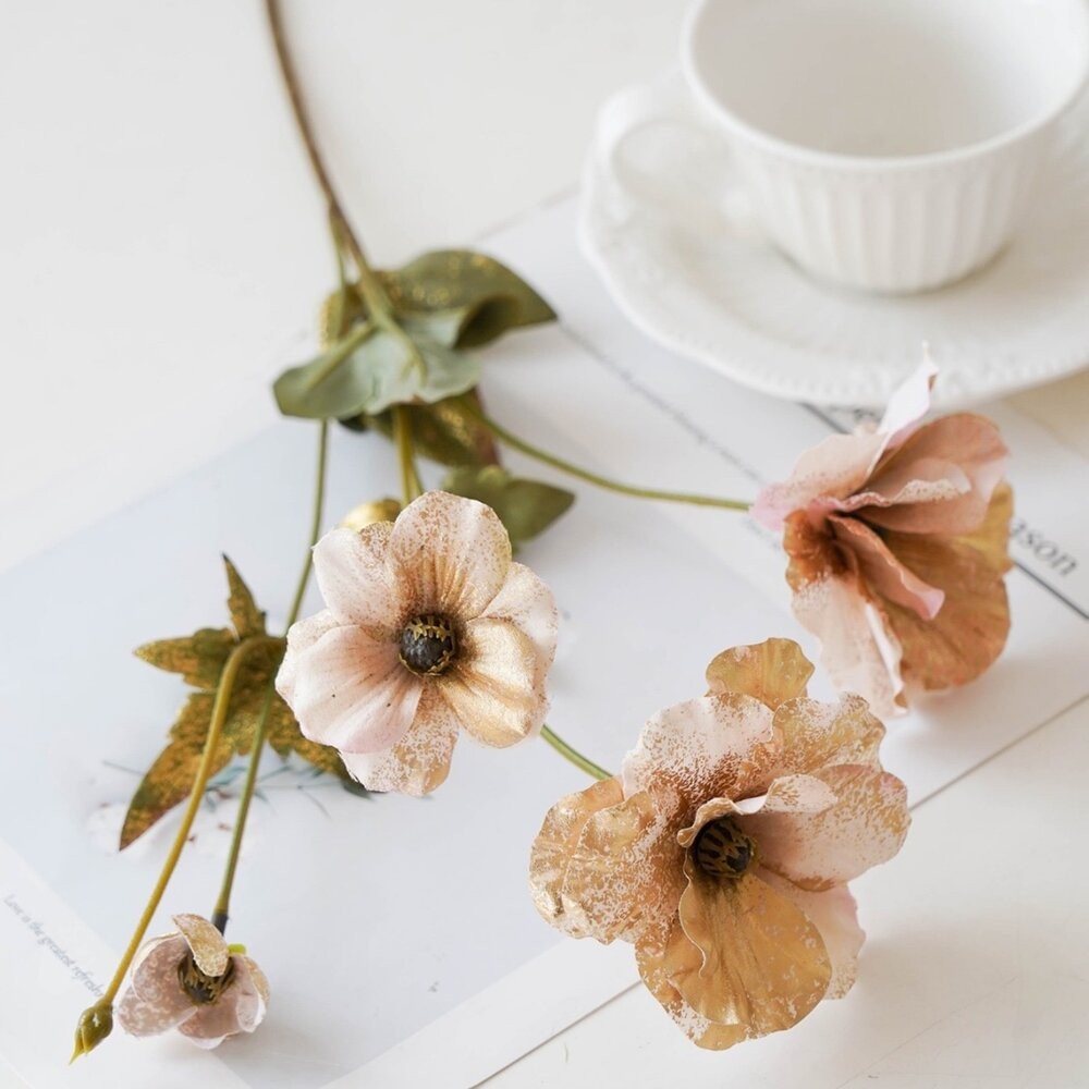 【森林海】金布罌粟花 虞美人繡球仿真花束 牡丹混搭 婚慶花藝擺設 拍照佈景 家居插花裝飾-細節圖3