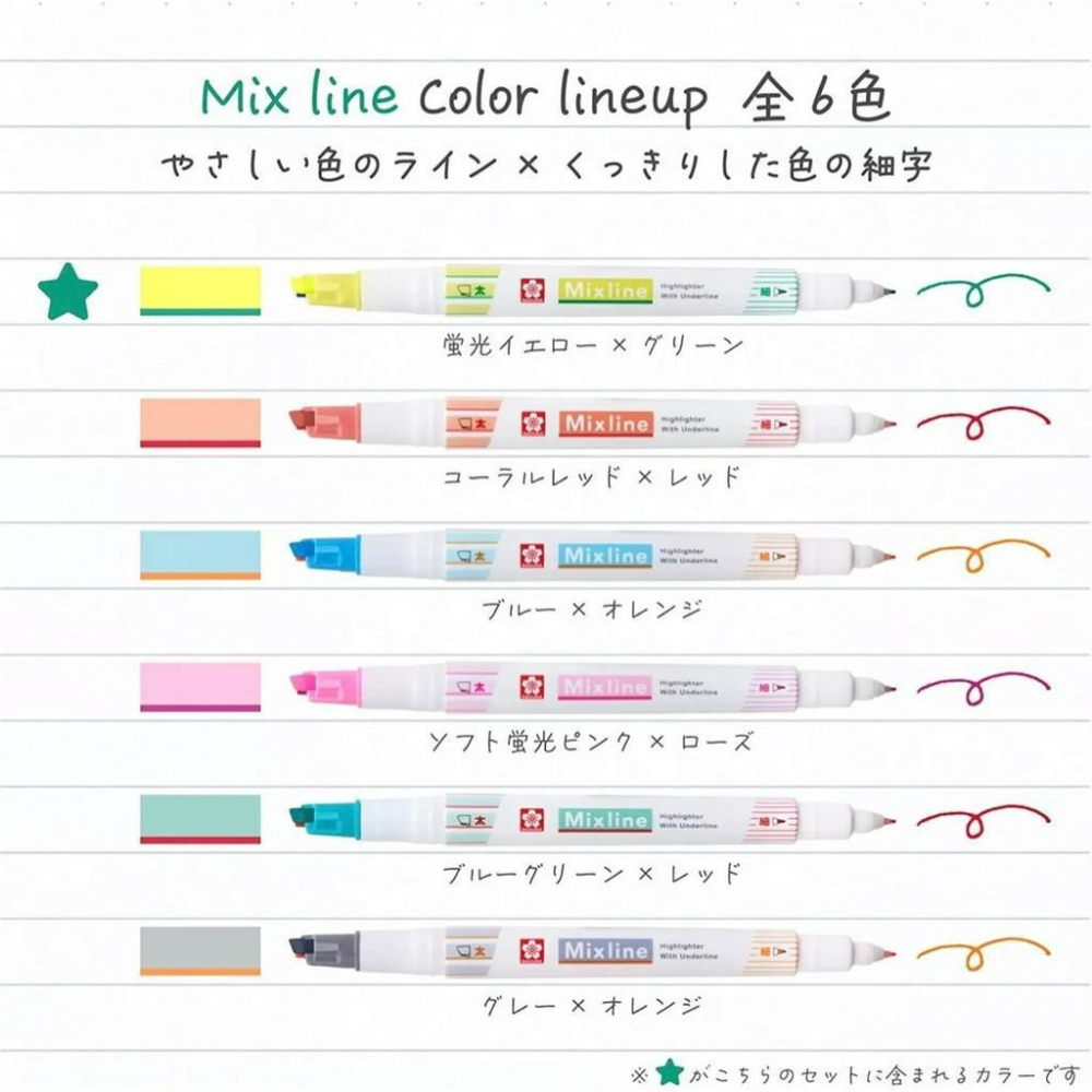 日本 SAKURA 櫻花 雙頭螢光筆 mixline混合線 標記筆-細節圖2