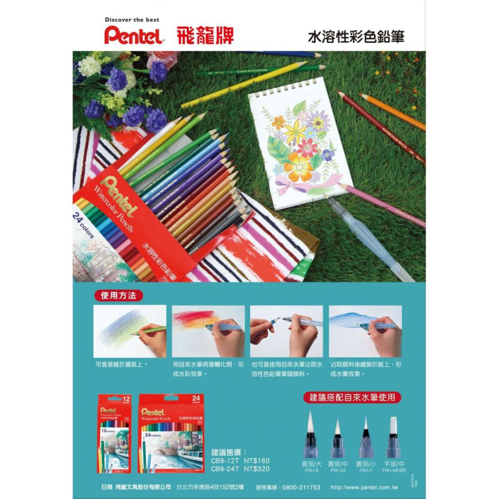 飛龍Pentel 水溶性色鉛筆12色(CB9-12TW)-細節圖2