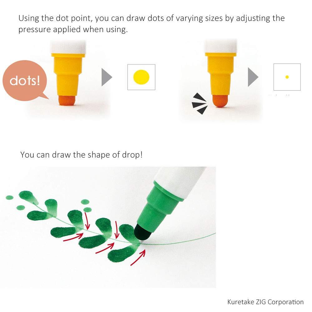 需預訂【Kuretake日本吳竹】ZIG Clean Color Dot點點筆一般色 十二色組(TC-6100-12V)-細節圖3