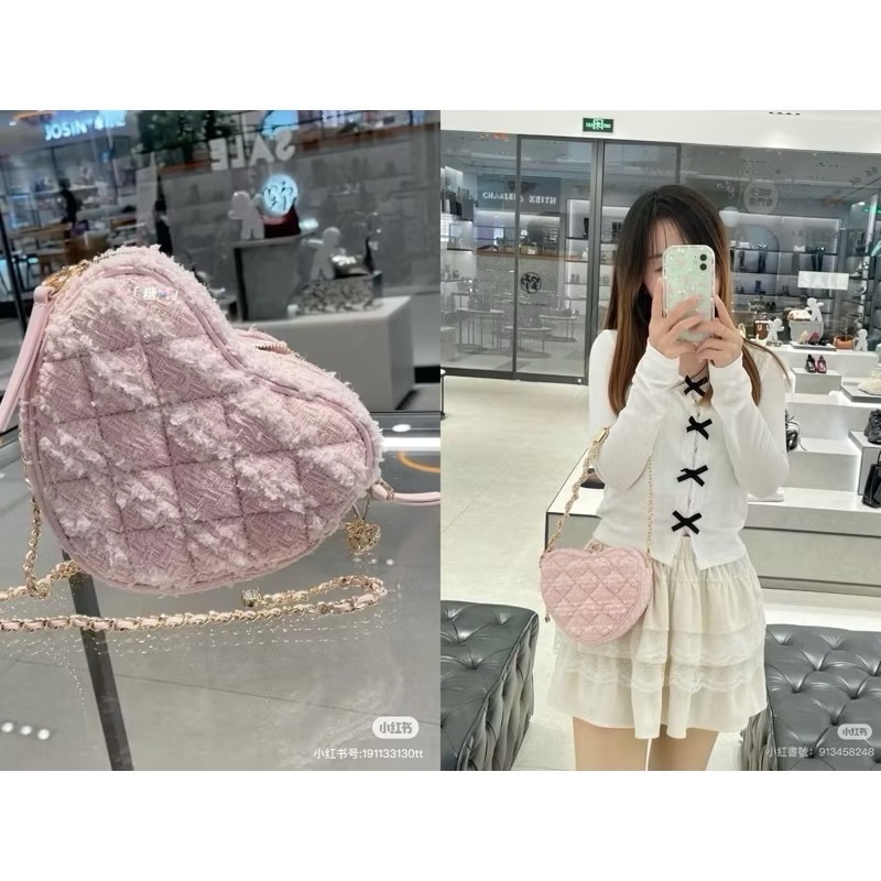 【𝐆𝐢𝐫𝐥𝐬.𝐖𝐚𝐫𝐝𝐫𝐨𝐛𝐞新加坡小CK正品代購】甜酷愛心菱格鍊條斜背包80151353情人節禮物 母親節禮物-細節圖11