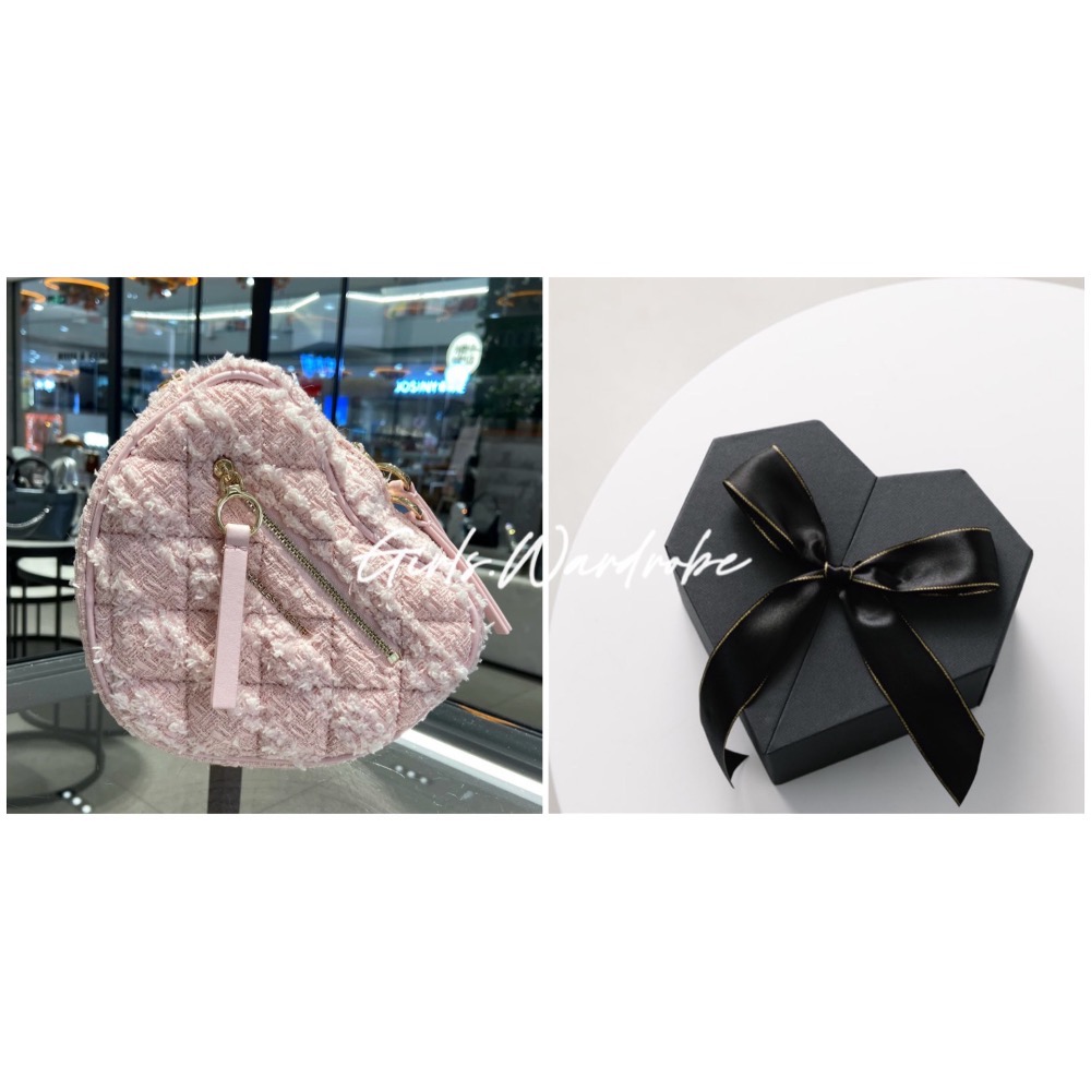 【𝐆𝐢𝐫𝐥𝐬.𝐖𝐚𝐫𝐝𝐫𝐨𝐛𝐞新加坡小CK正品代購】甜酷愛心菱格鍊條斜背包80151353情人節禮物 母親節禮物-規格圖11