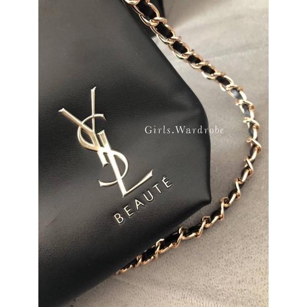 【𝐆𝐢𝐫𝐥𝐬.𝐖𝐚𝐫𝐝𝐫𝐨𝐛𝐞歐洲正品代購】YSL聖羅蘭專櫃VIP會員黑色皮革化妝包 改造鍊條包 斜背包-細節圖6