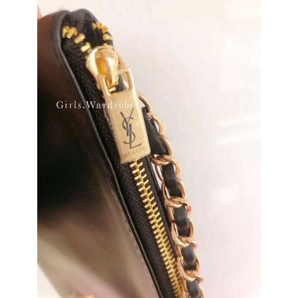 【𝐆𝐢𝐫𝐥𝐬.𝐖𝐚𝐫𝐝𝐫𝐨𝐛𝐞歐洲正品代購】YSL聖羅蘭專櫃VIP會員黑色皮革化妝包 改造鍊條包 斜背包-細節圖7