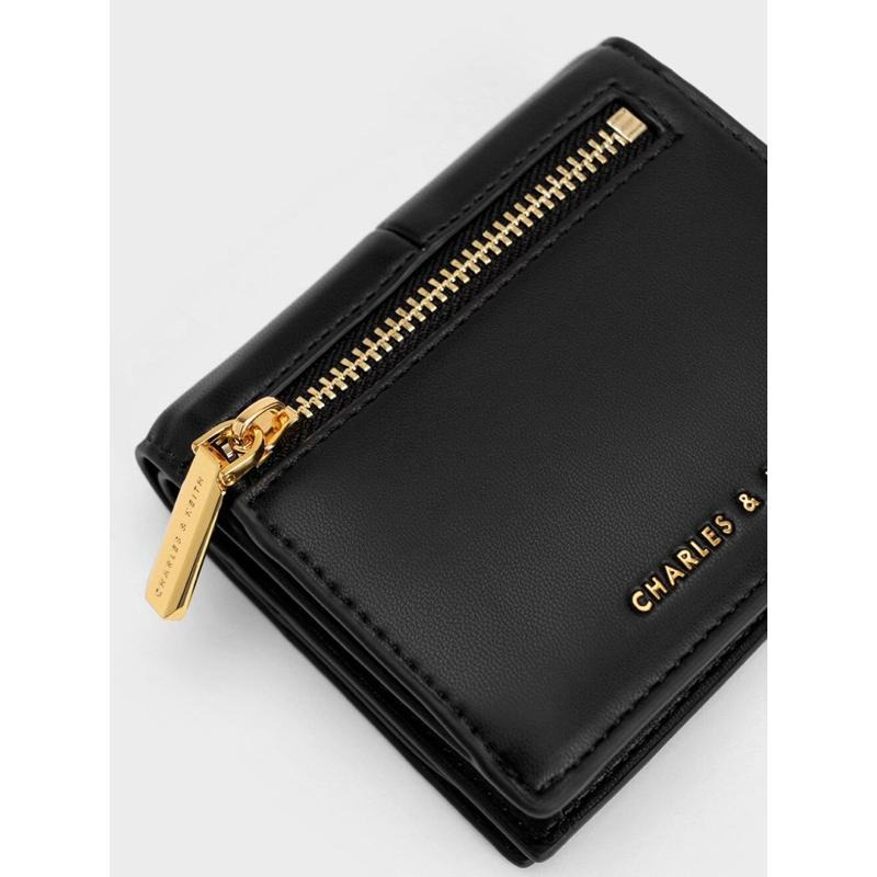 現貨🔥【𝐆𝐢𝐫𝐥𝐬.𝐖𝐚𝐫𝐝𝐫𝐨𝐛𝐞新加坡小CK正品代購】十字拼接皮革 毛呢短夾 CK6-10770585-細節圖4