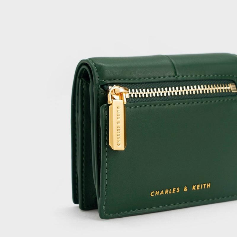 現貨🔥【𝐆𝐢𝐫𝐥𝐬.𝐖𝐚𝐫𝐝𝐫𝐨𝐛𝐞新加坡小CK正品代購】十字拼接皮革 毛呢短夾 CK6-10770585-細節圖6