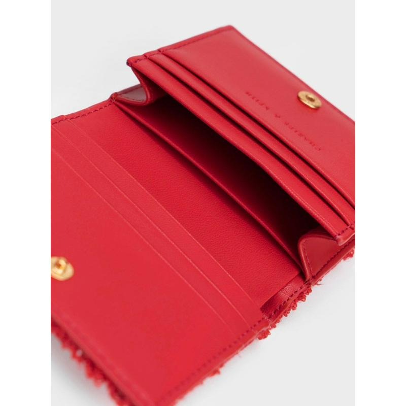 現貨🔥【𝐆𝐢𝐫𝐥𝐬.𝐖𝐚𝐫𝐝𝐫𝐨𝐛𝐞新加坡小CK正品代購】十字拼接皮革 毛呢短夾 CK6-10770585-細節圖8