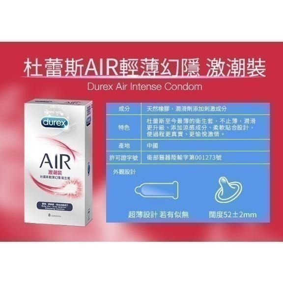 Durex 杜蕾斯 保險套 AIR輕薄幻隱裝 飆風碼 持久 超薄裝 更薄型 綜合裝 活力裝 激情 超薄勁潤 雙悅-細節圖7