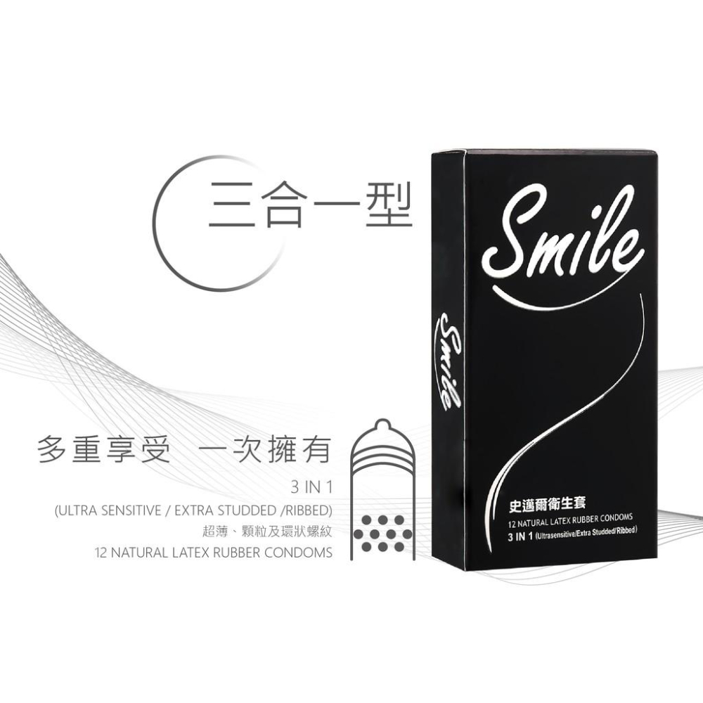 Smile 史邁爾 保險套 003/3合1/超薄/顆粒 12入 避孕套 安全套-細節圖3